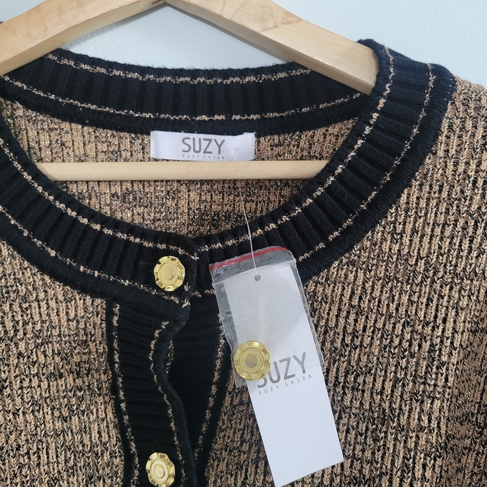 NWT SUZY SHIER Tweed-inspired Knit Button-Up Cardigan - Size XXL - Picture 4 of 11